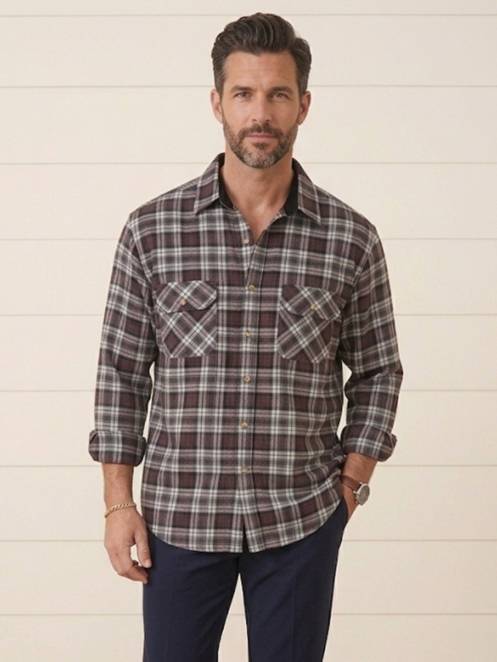 Vintage Northwest Territory Brown and Gray Plaid Flannel Shirt